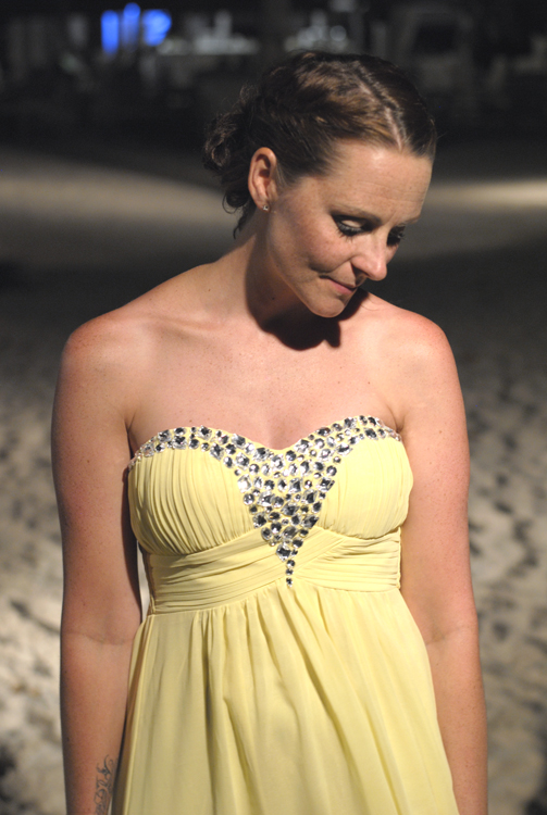 yellow long maxi dress on a beach honeymoon (2)