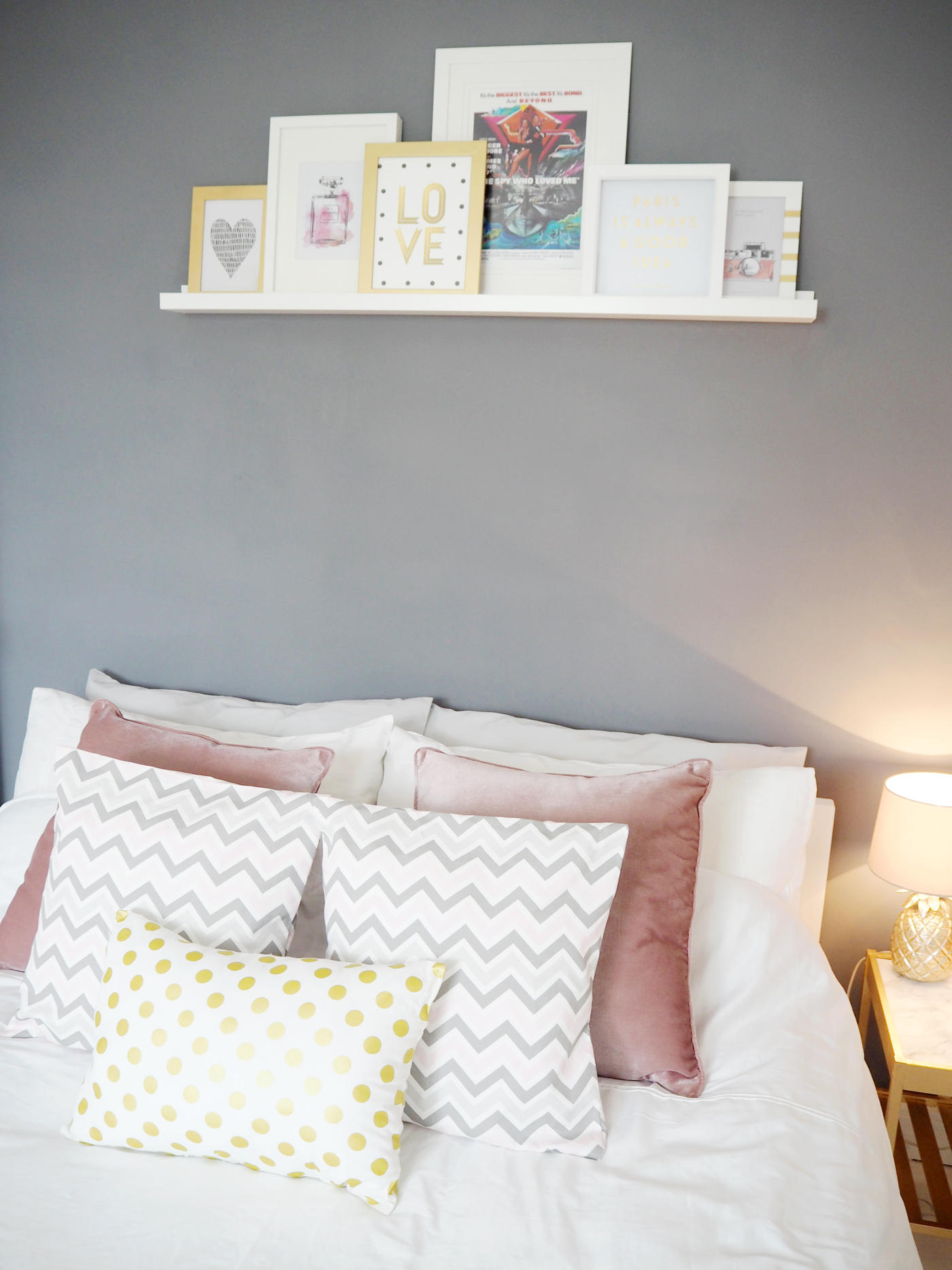 pink and grey BEDROOM
