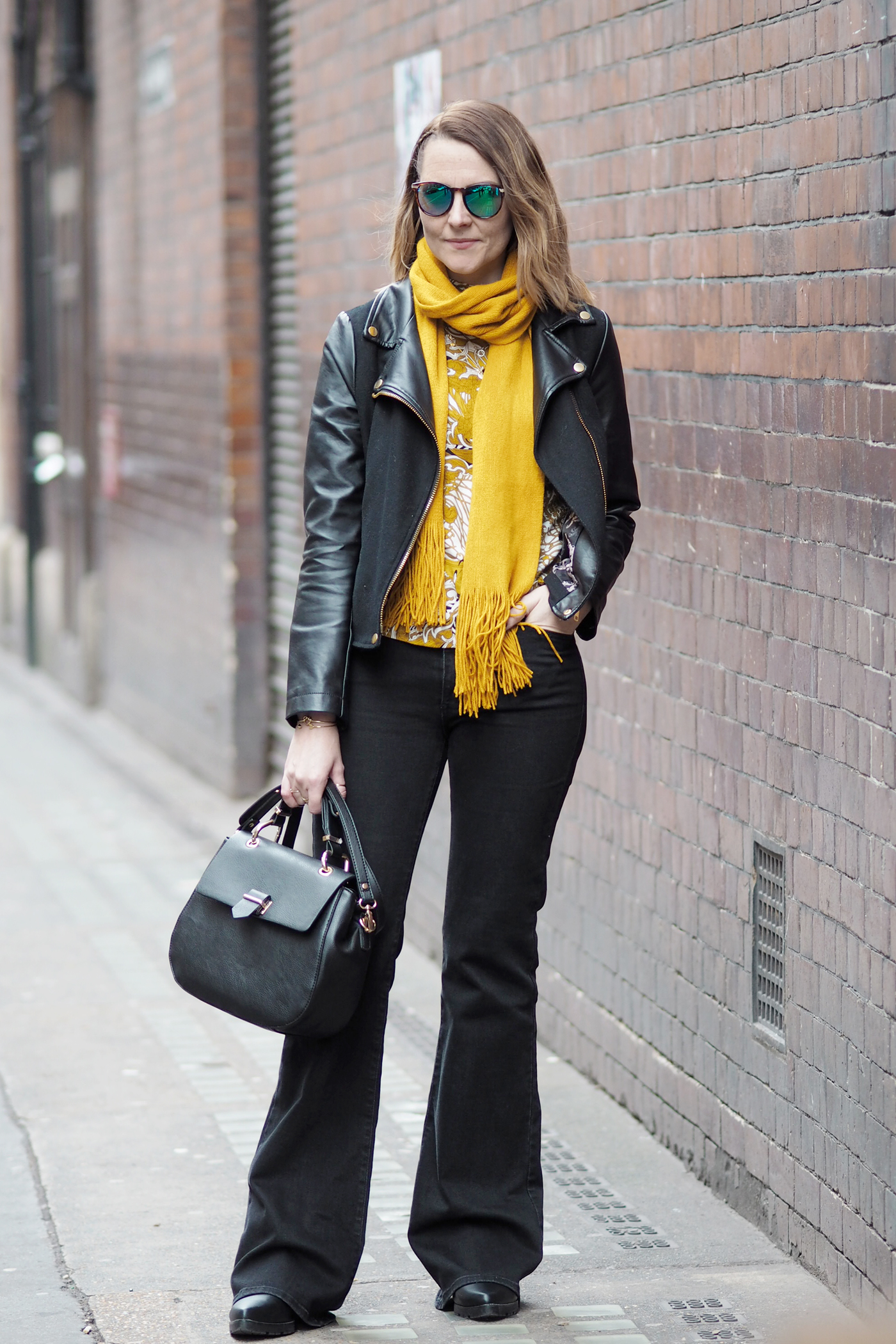 black biker and flares outfit