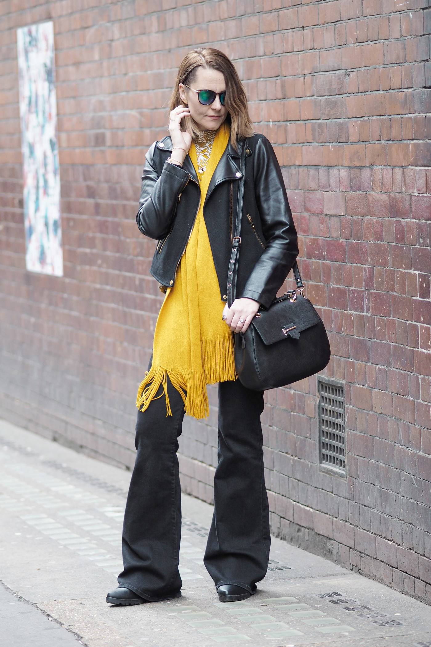black biker and flares outfit