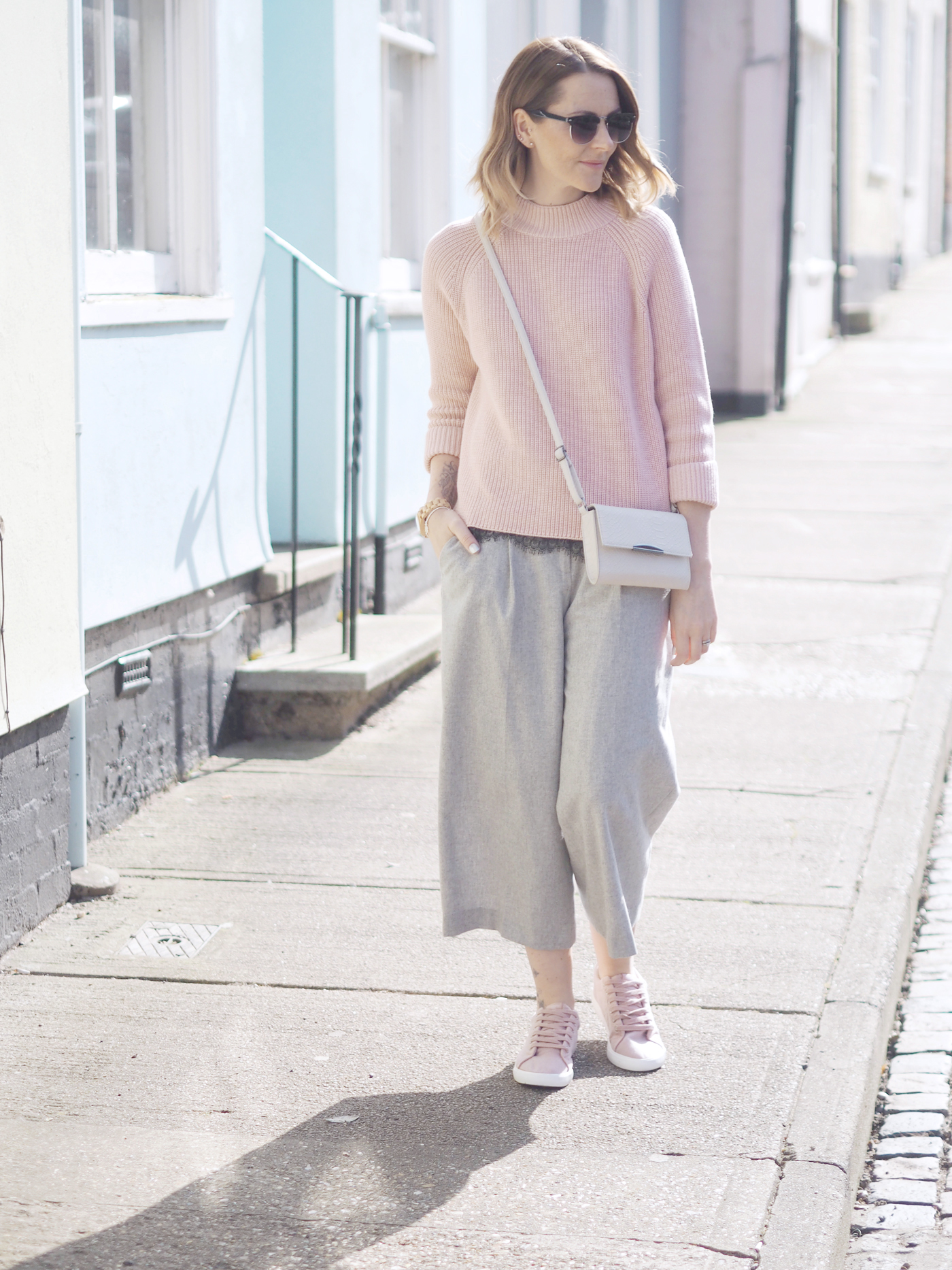 Pink Grey casual outfit