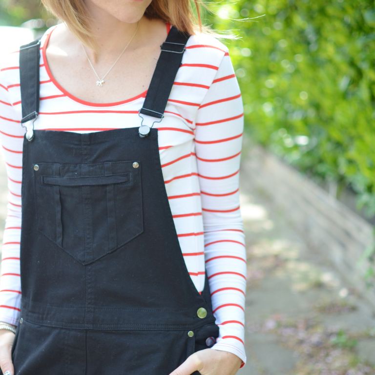 black-dungarees-striped-top