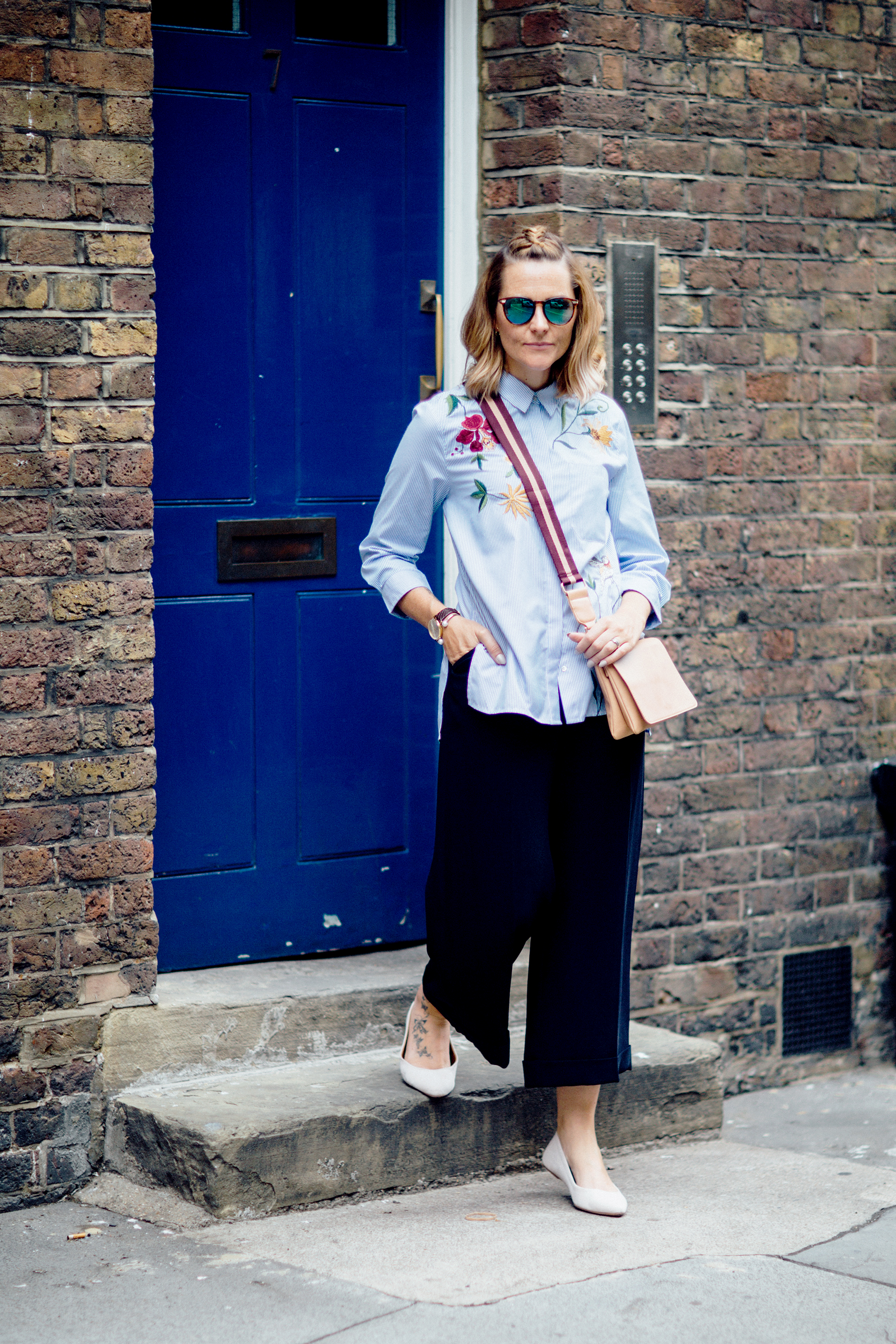 Striped Embroidered Shirt Outfit - Bang on Style