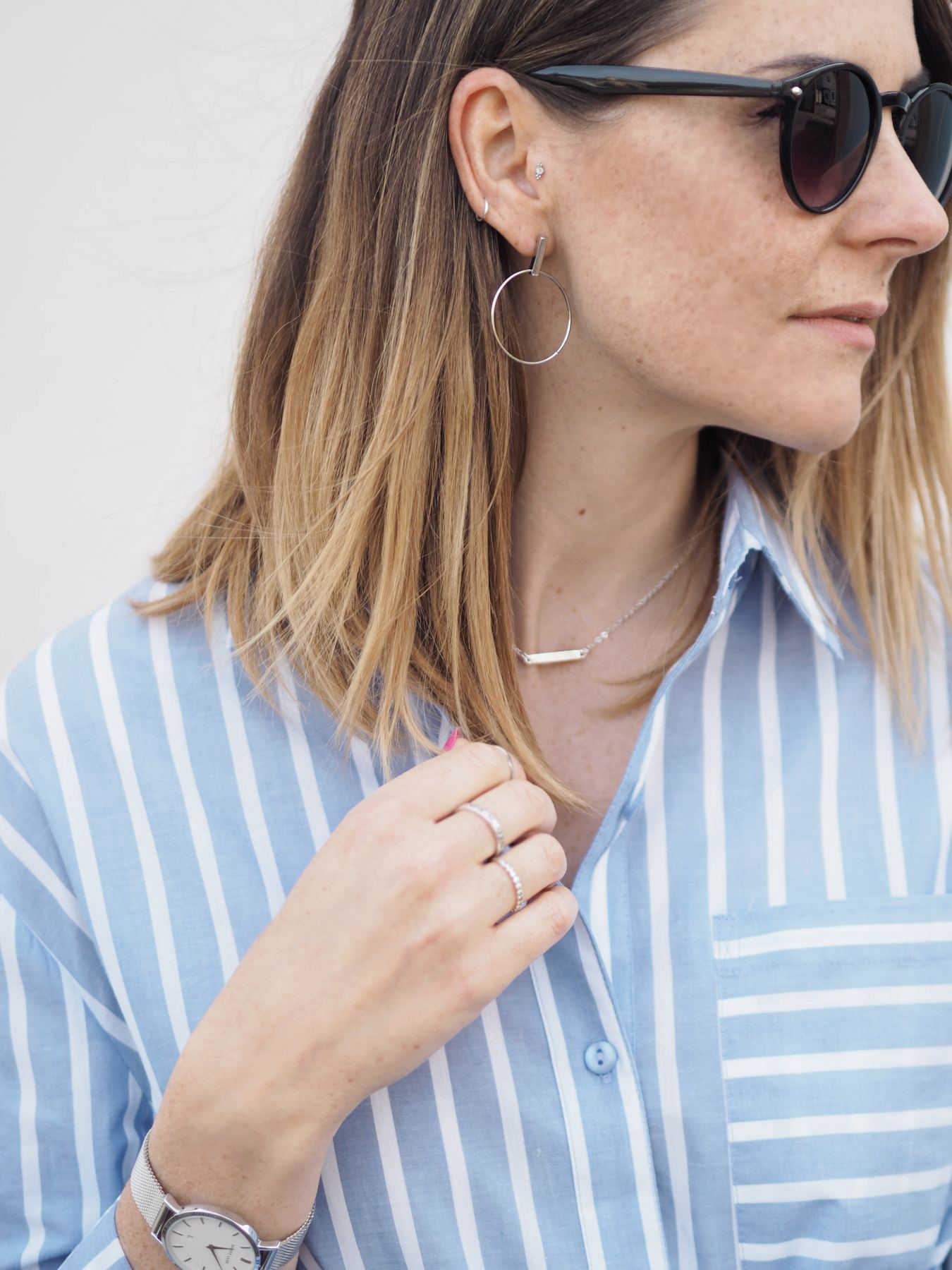 missguided blue striped shirt with tie front