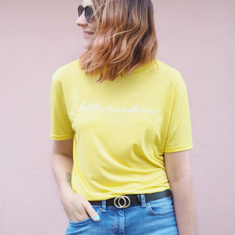 bright colourful outfit yellow tee