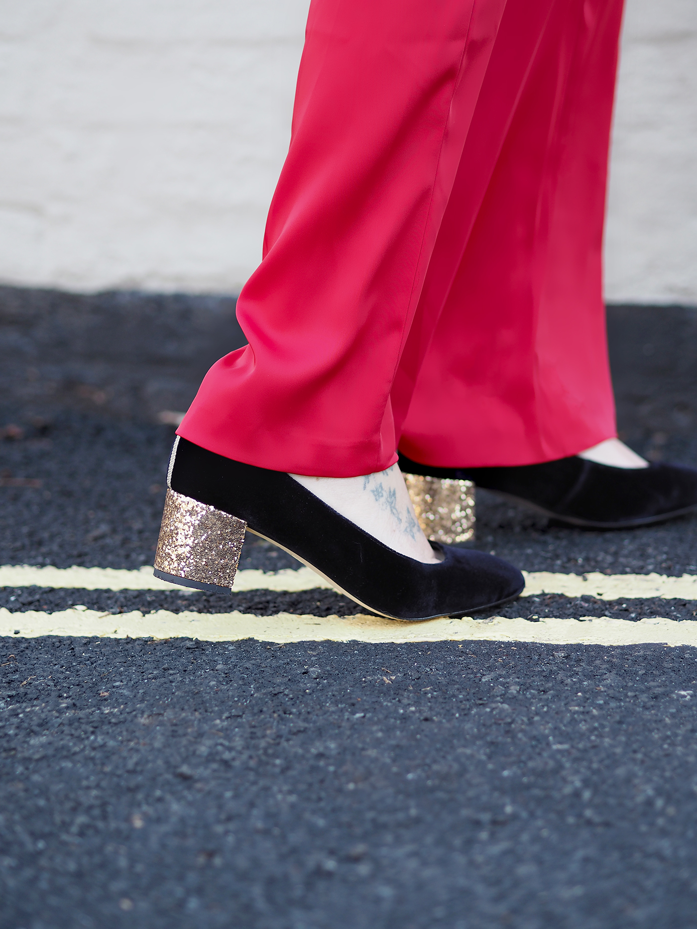 Boden velvet shoes with sparkly heel