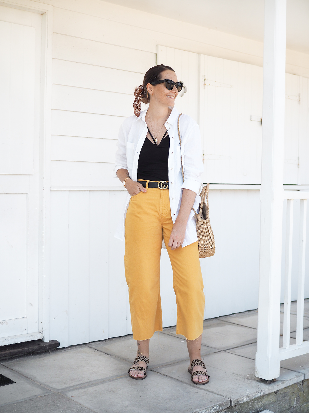 primark haul linen shirt and mustard jeans outfit